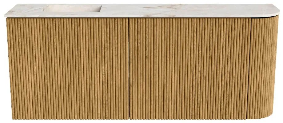 Mondiaz Joya DLux 100cm toiletmeubel ronding rechts oak met wastafel faye links zonder kraangat frappe