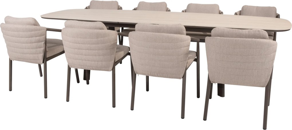 Manolo Barolo uitschuifbare dining tuinset 230-290xH75 cm 9 delig keramiek terre Taste 4SO