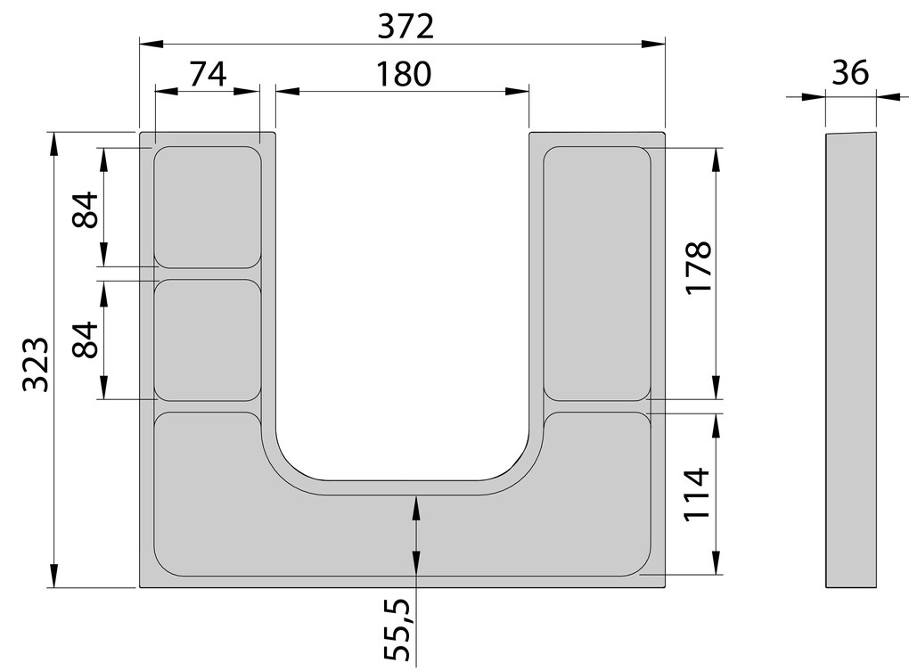 Sapho Lindo U-organizer om uitsparing 37x32cm antraciet