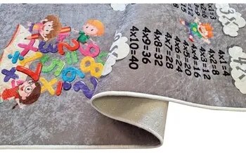 Kleden Grijs Mani Textile  Multiplicatie tafel kinderen vloerkleed