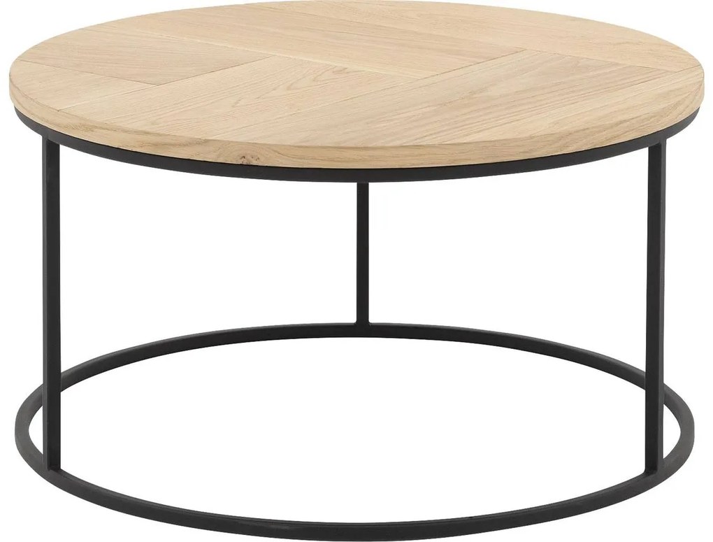 Goossens Salontafel Carte rond, hout eiken blank,, 80 x 46 x 80 cm