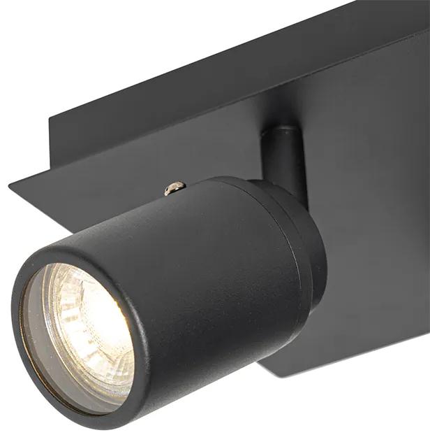 Moderne badkamer Spot / Opbouwspot / Plafondspot zwart vierkant 2-lichts IP44 - Ducha Modern GU10 IP44 Lamp