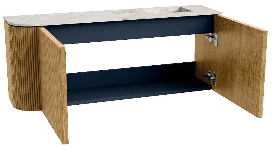 Mondiaz Joya DLux 100cm toiletmeubel ronding links oak met wastafel faye rechts 1 kraangat frappe