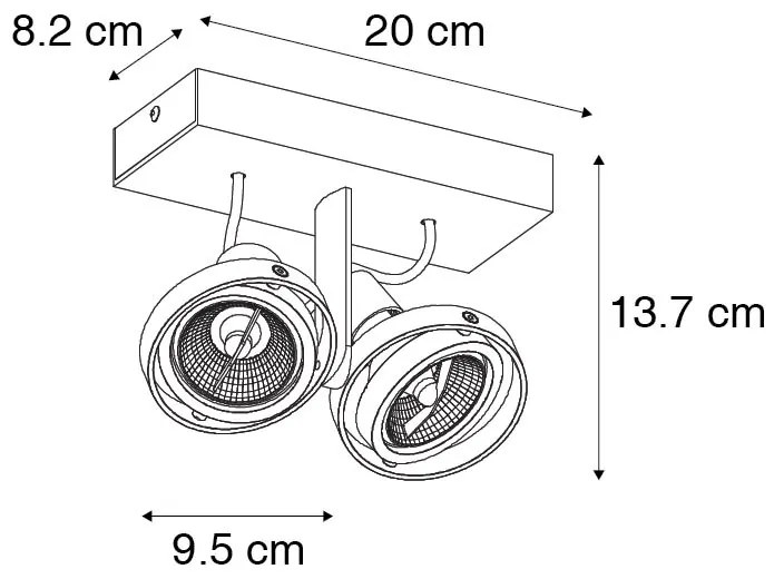 Moderne spot zwart 2-lichts - Master 70