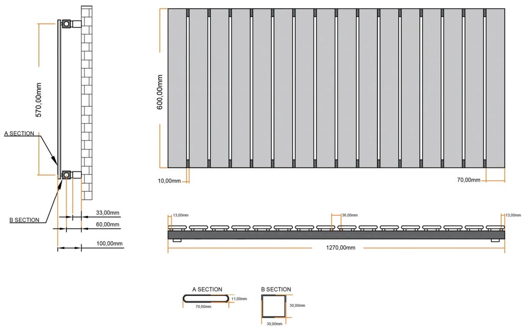 Eastbrook Deddington radiator 125x60cm 755W chroom