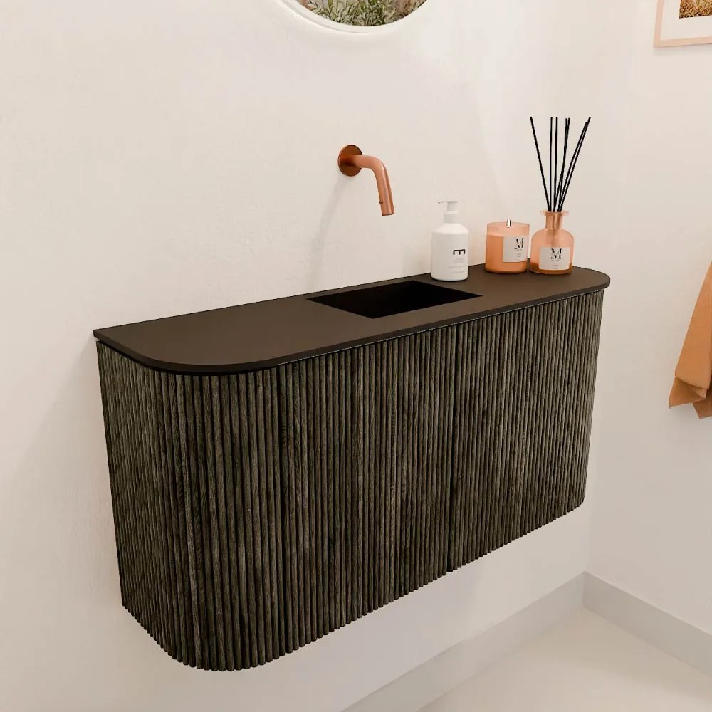Mondiaz Joya 85cm toiletmeubel ronding links/rechts shadow met wastafel faye midden zonder kraangat urban