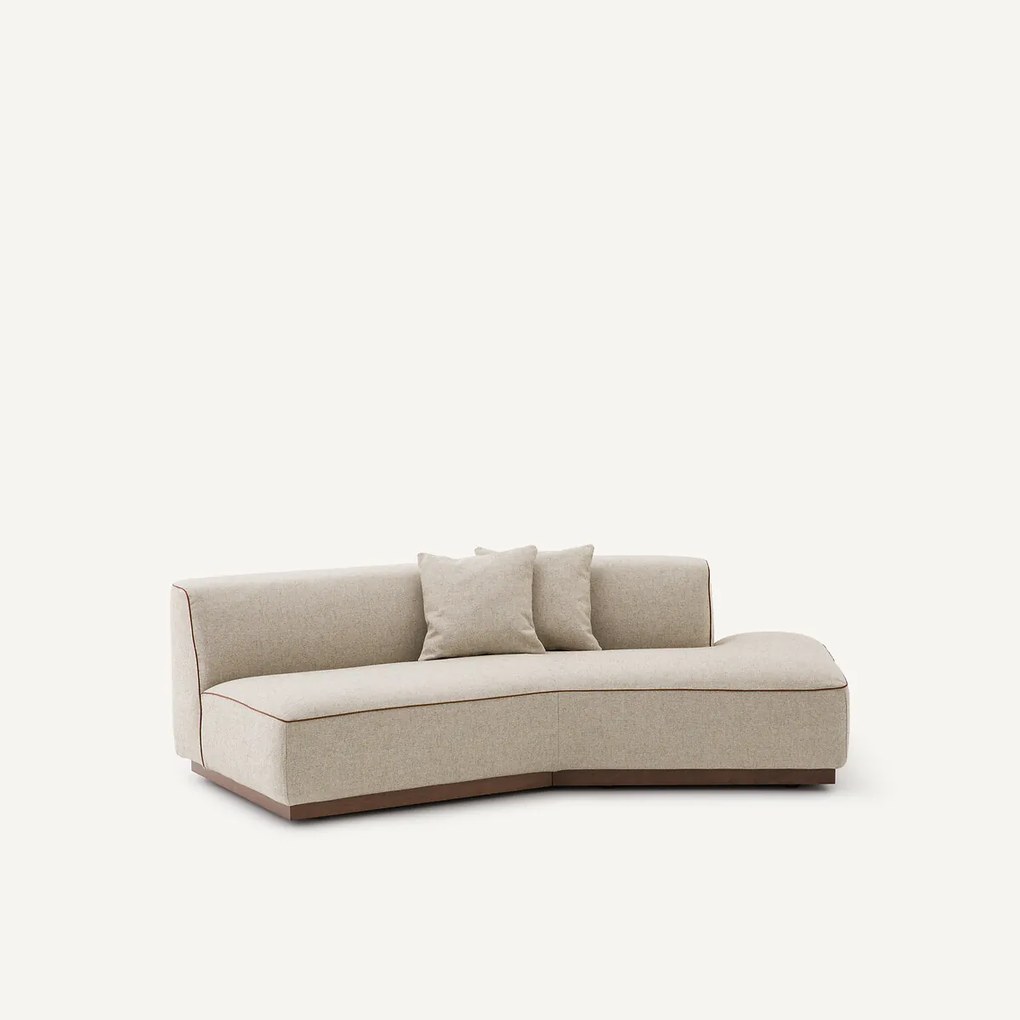 Rechte halve bank in viscose met structuur en linnen, JACOPO