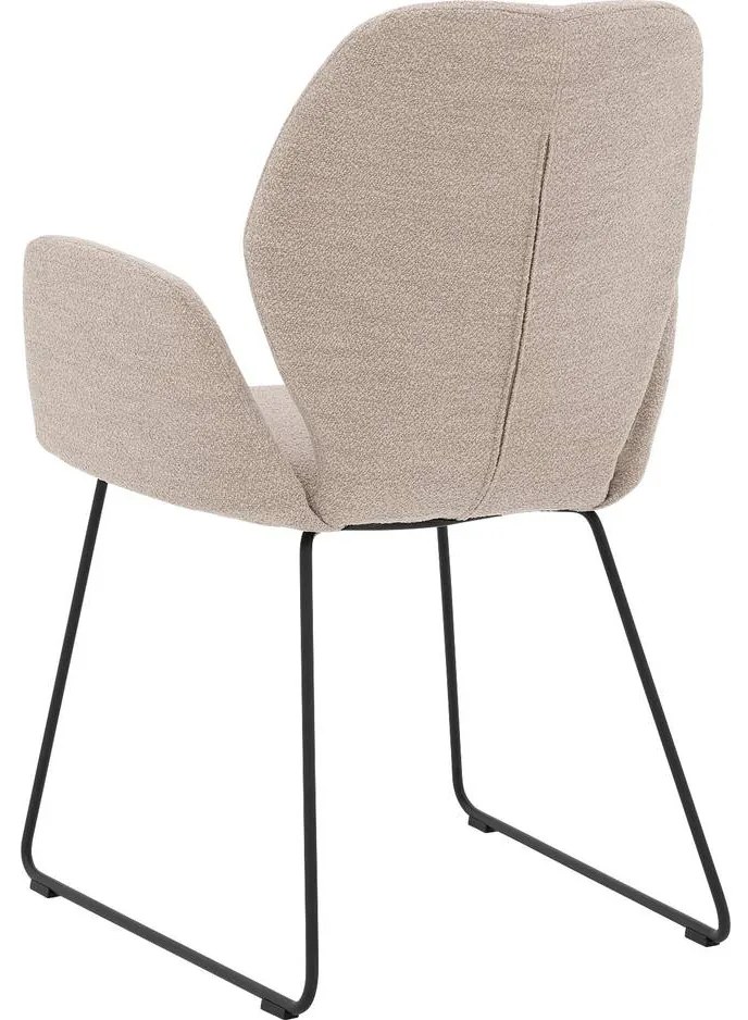 Goossens Eetkamerstoel Hera beige stof met armleuning, modern design
