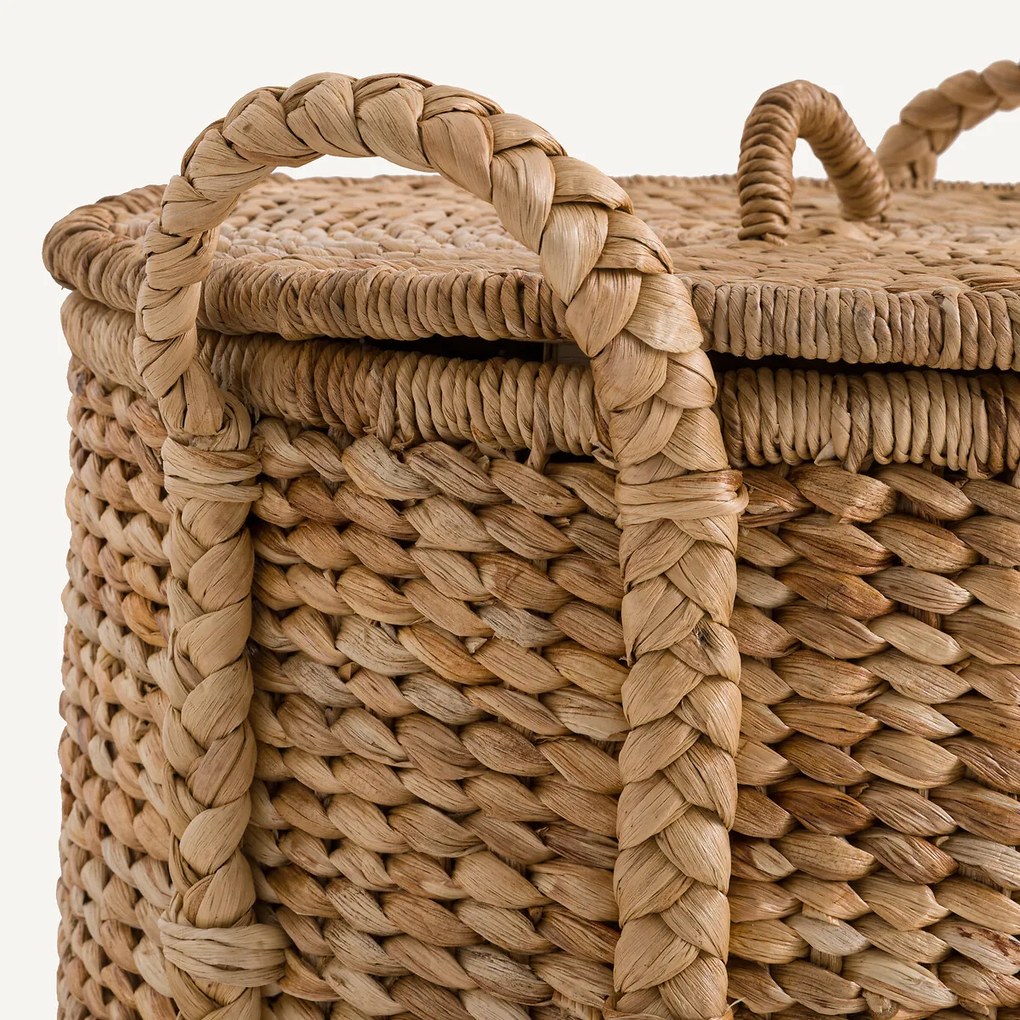 Ronde mand met deksel van waterhyacint 36,5cm Tima