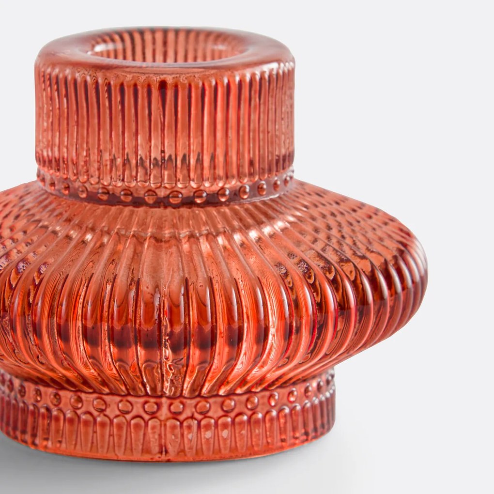 Kandelaar in gekleurd geribbeld glas H5,7 cm, Sabri