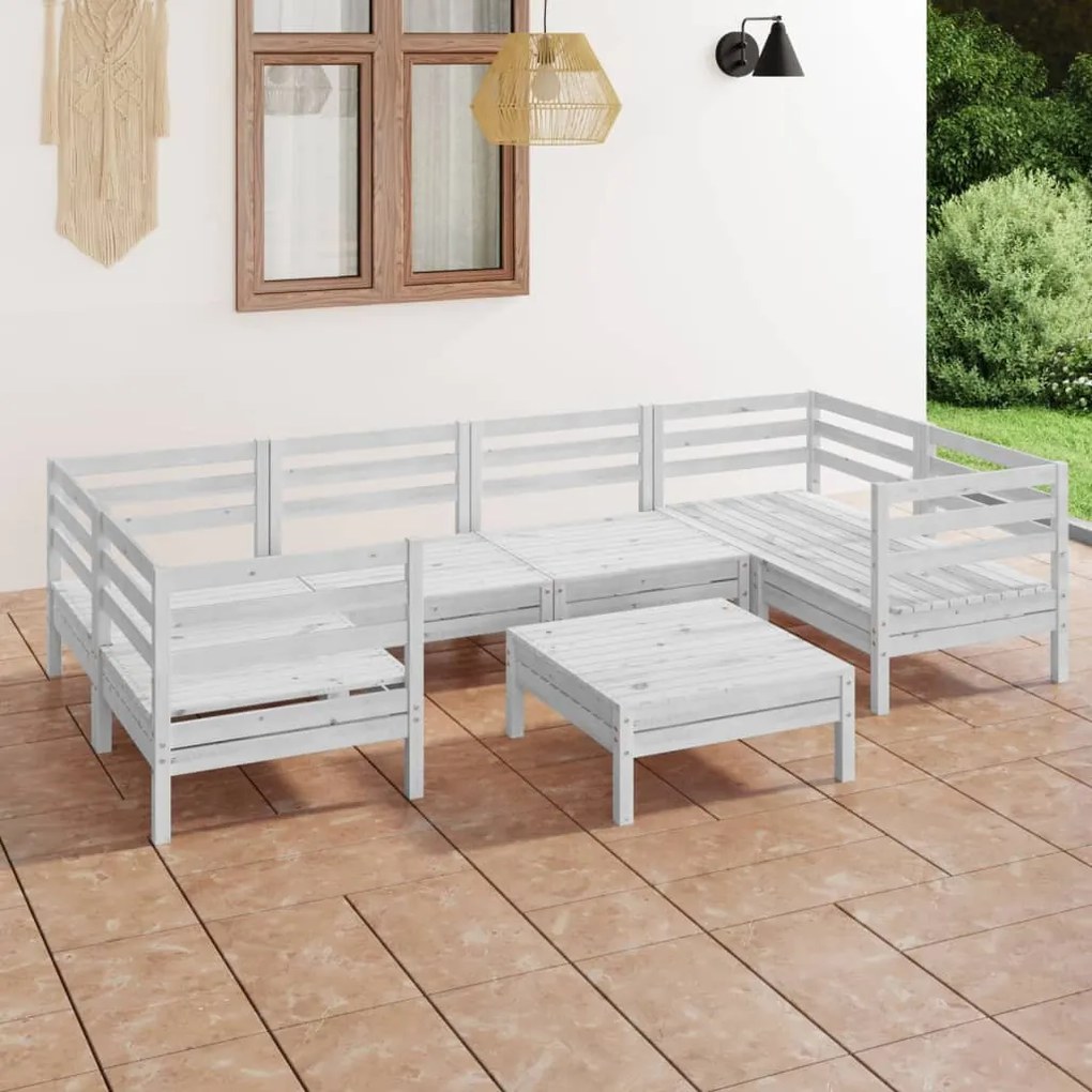 vidaXL 7-delige Loungeset massief grenenhout wit