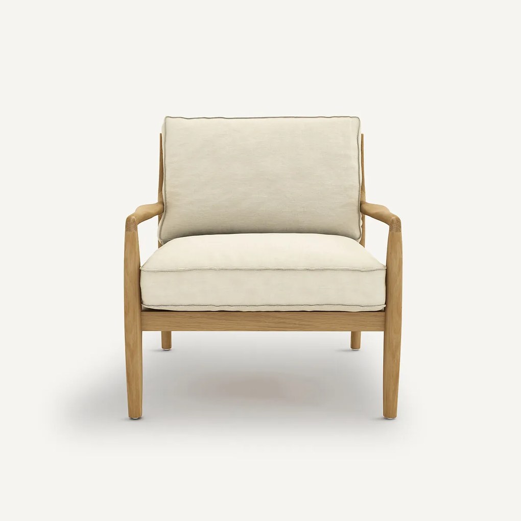 Fauteuil van eiken, fineer en linnen, Dilma