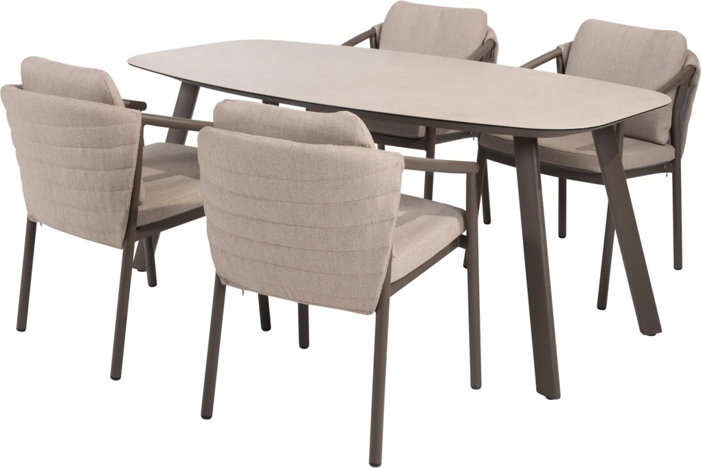 Manolo Barolo dining tuinset 180x95xH75 cm 5 delig keramiek terre Taste 4SO