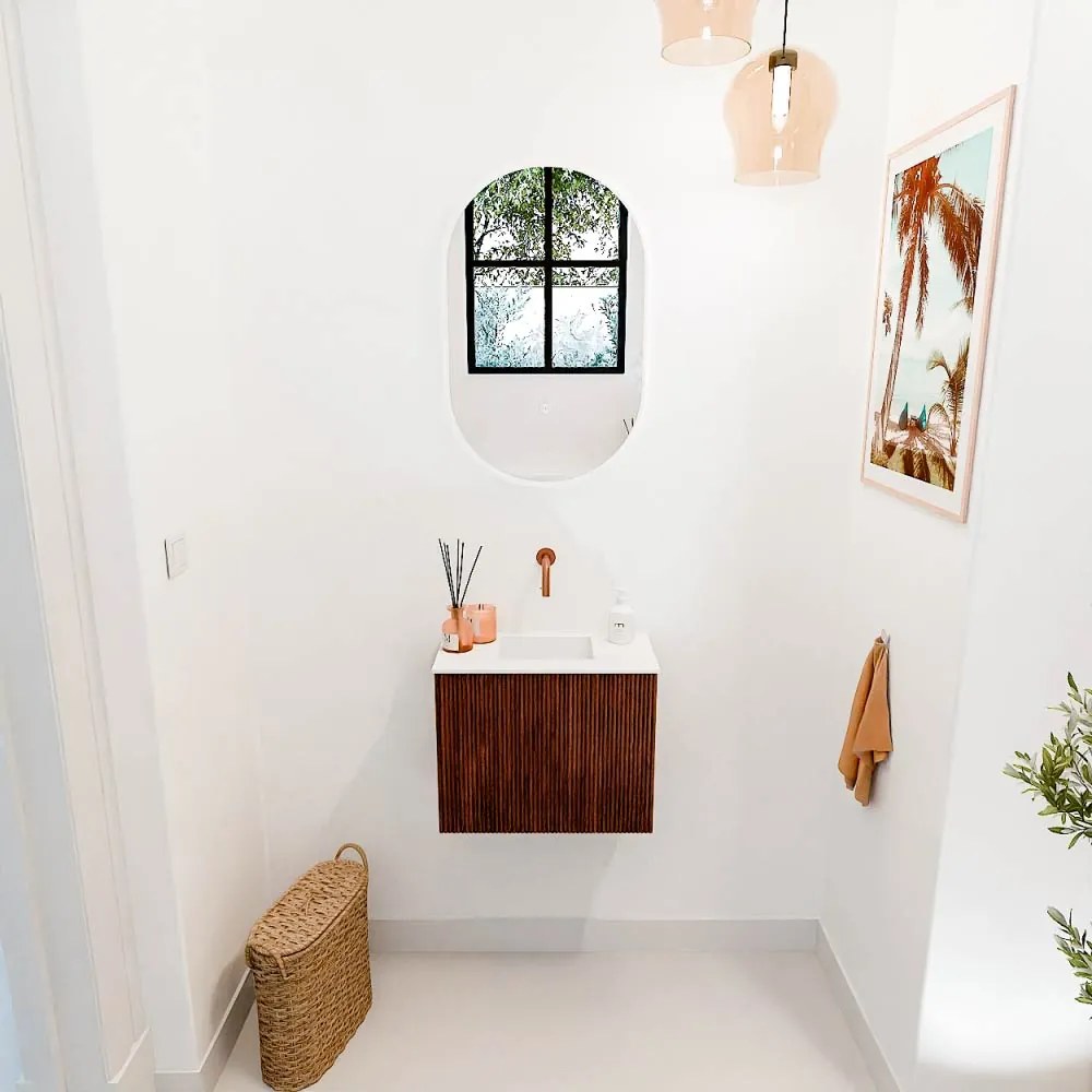 Mondiaz Joya 50cm toiletmeubel ruby met wastafel faye midden zonder kraangat talc