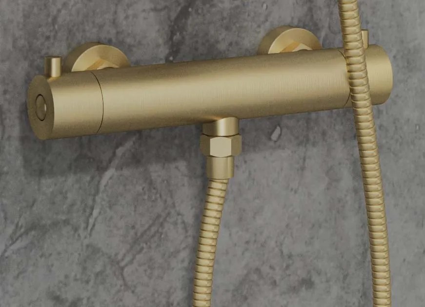 Saniclear Brass thermostatische douchekraan messing geborsteld - goud mat