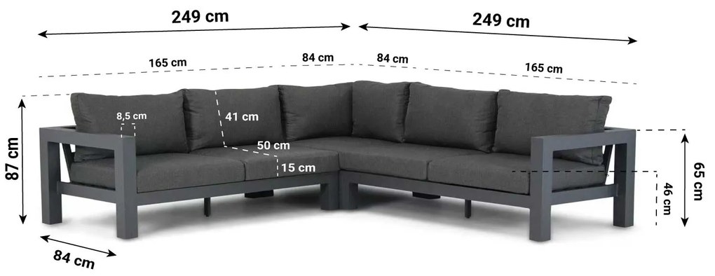 Hoek loungeset 5 personen Aluminium Grijs  Lifestyle Garden Furniture Talai