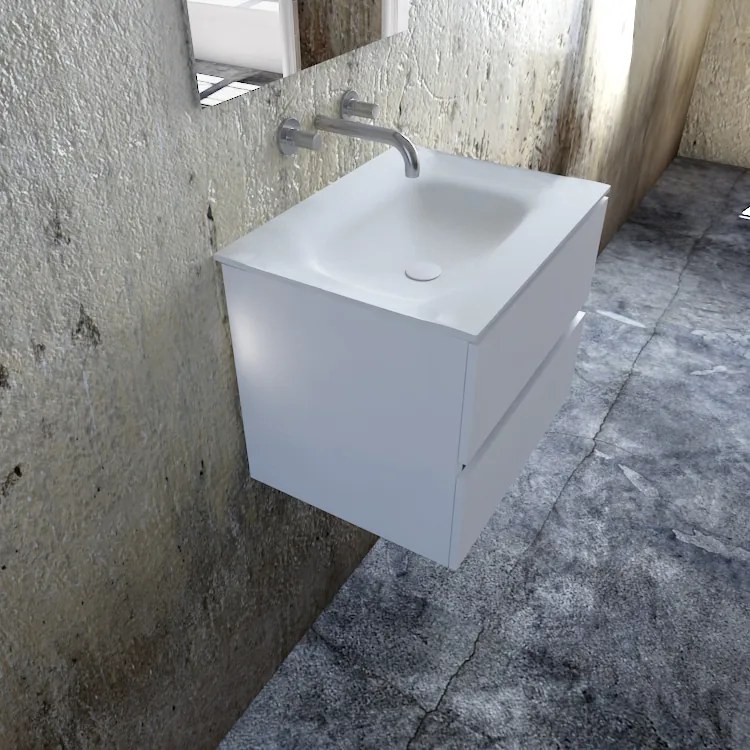 Zaro Valencia Solid Surface badkamermeubel 60cm mat wit zonder kraangat