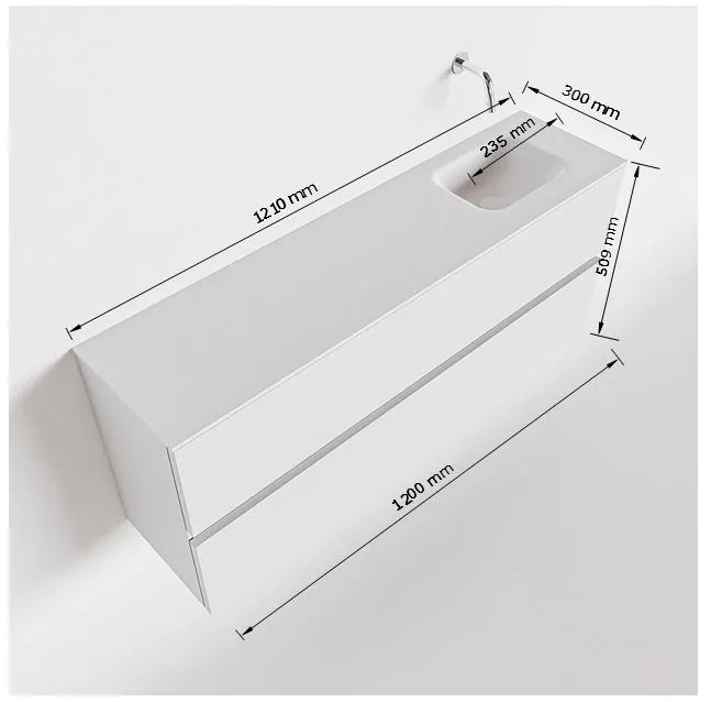 Mondiaz Ada 120cm toiletmeubel talc met wastafel urban rechts 1 kraangat