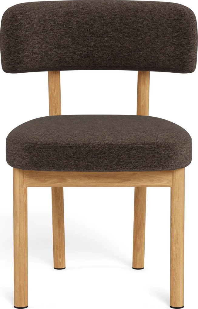 Mazzoni TORAY Bruin (stof Apia 442)/eiken naturel onderstel - GESTOFFEERDE EETKAMERSTOEL VOOR KEUKEN/EETKAMER