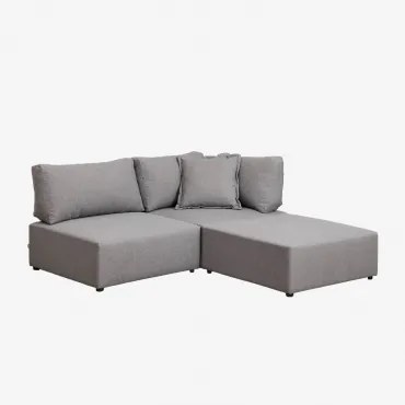 2-delige Modulaire Hoekbank Met Kata Poef Stof Szary - Sklum