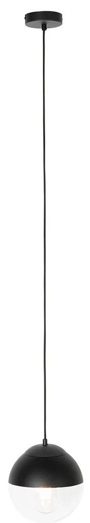 Retro hanglamp zwart met helder glas 20 cm - Eclipse