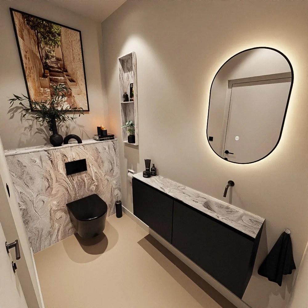 Mondiaz Ture DLux toiletmeubel 120cm urban met wastafel glace rechts zonder kraangat