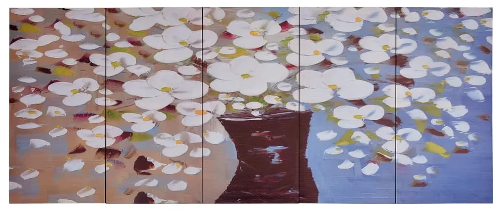 vidaXL Wandprintset bloemen in vaas 150x60 cm canvas meerkleurig
