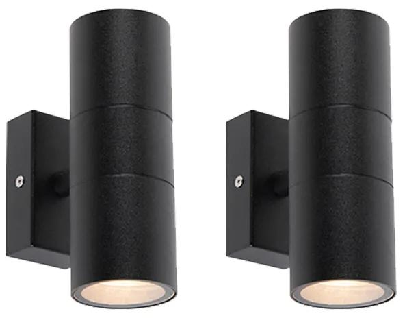 Set van 2 buitenwandlampen zwart IP44 - Duo Modern GU10 IP44 cilinder / rond Lamp