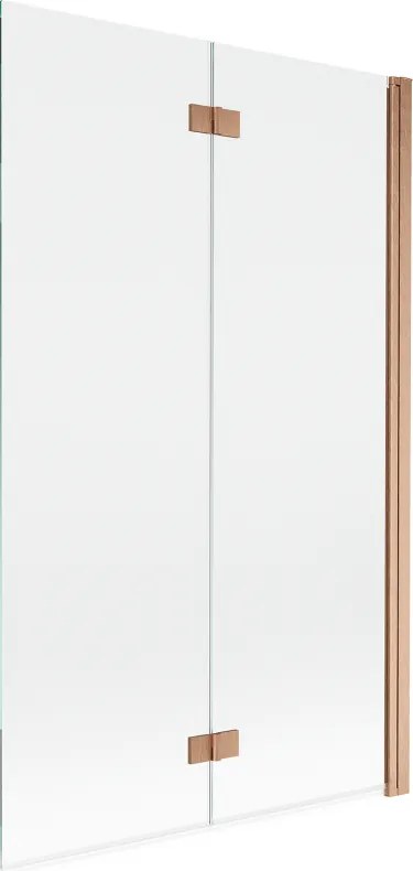 Mexen Mist badscherm, 2-delige, rechts 110 x 150 cm, transparant, geborsteld koper - 8A9-110-002-65-00-P