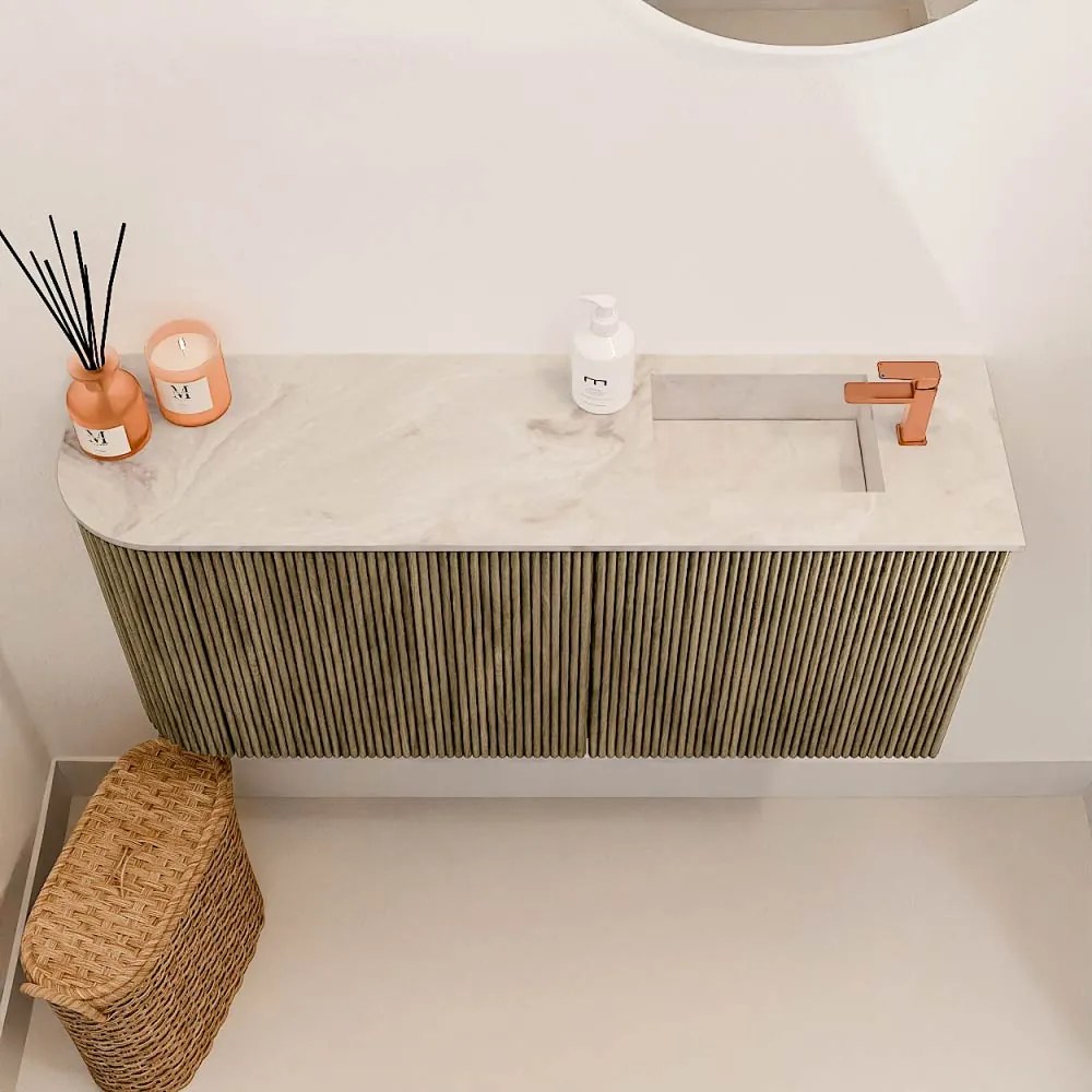 Mondiaz Joya DLux 90cm toiletmeubel ronding links dusk met wastafel faye rechts 1 kraangat frappe