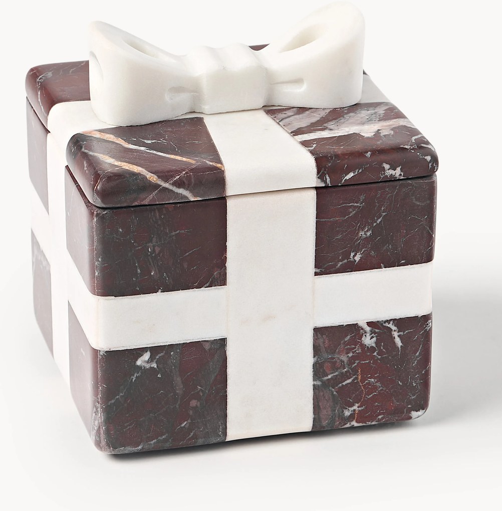 Decoratieve kerstdoos Cutemas, Rosso Levanto marmer, B 12 cm