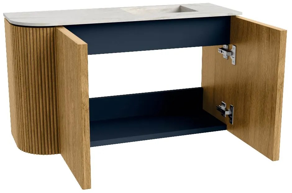 Mondiaz Joya DLux 70cm toiletmeubel ronding links oak met wastafel faye rechts 1 kraangat opalo