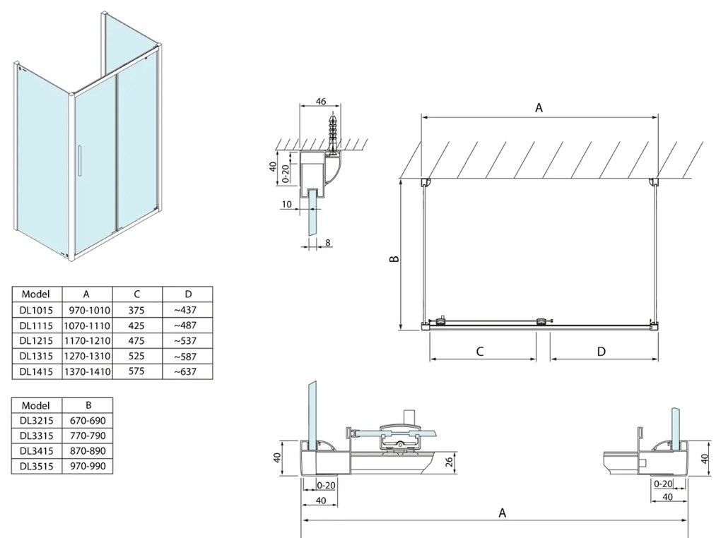 Polysan Lucis rechthoekige douchecabine XL met schuifdeur 130x90cm chroom