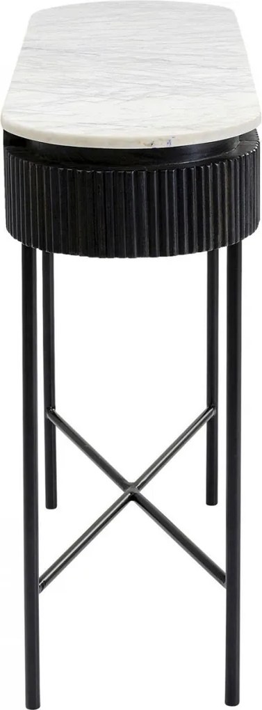 Kare Design Glenn Ovale Sidetable Zwart Met Wit Marmer - 100 X 32cm.
