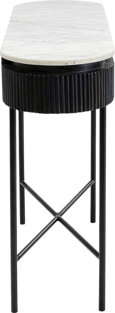 Ovale Sidetable Zwart Met Wit Marmer - 100 X 32cm.