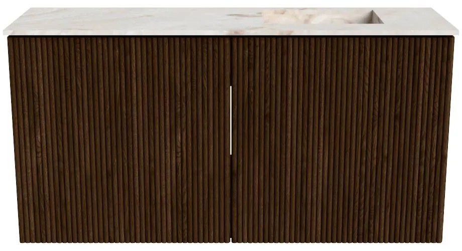Mondiaz Joya DLux 80cm toiletmeubel walnut met wastafel faye rechts zonder kraangat frappe