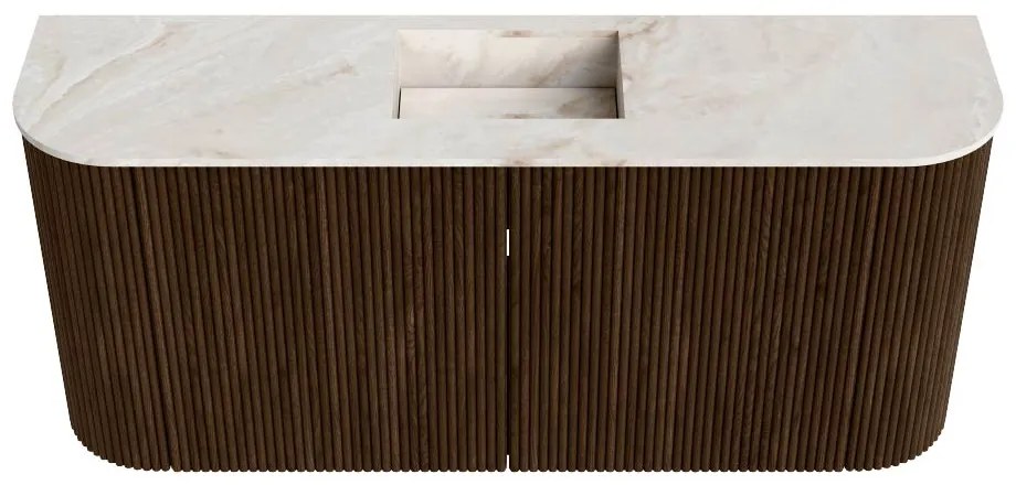 Mondiaz Joya DLux 95cm toiletmeubel ronding links/rechts walnut met wastafel faye midden zonder kraangat frappe