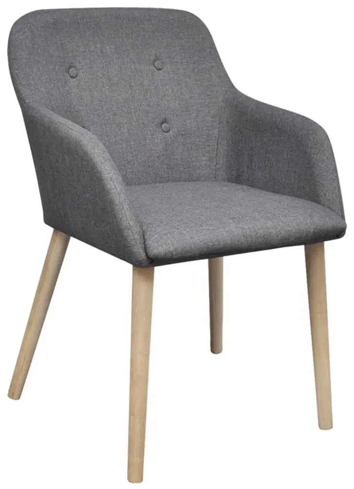 vidaXL Eetkamerstoelen 6 st stof en massief eikenhout lichtgrijs