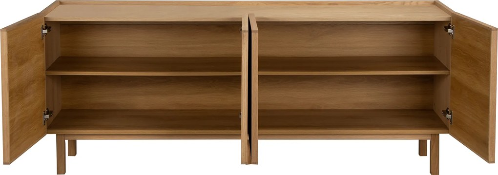 Eiken Dressoir Met Stoffen Deuren 180 Cm - 180x40x60cm.