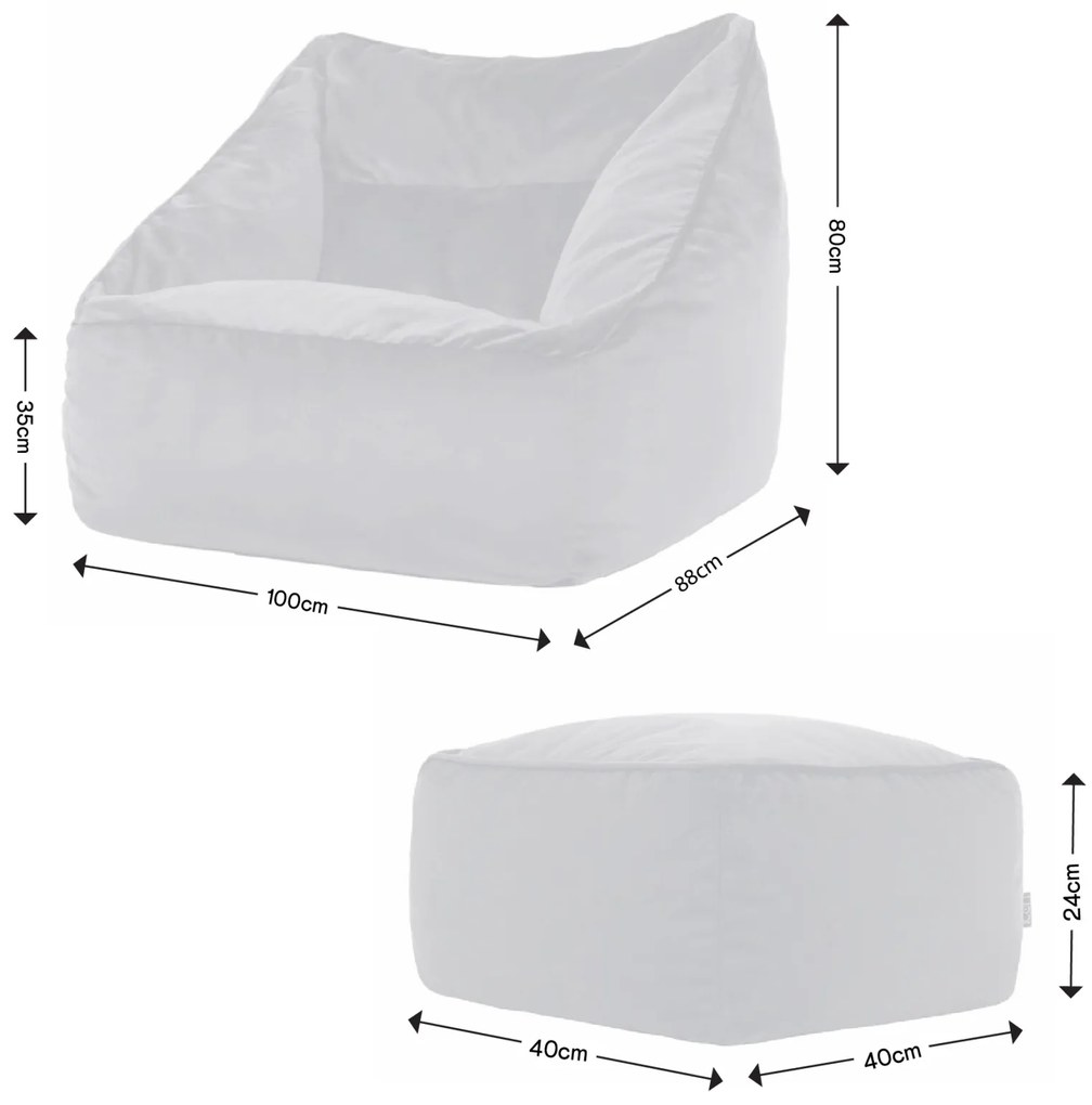 Natalia Velvet Armchair Bean Bag + Footstool