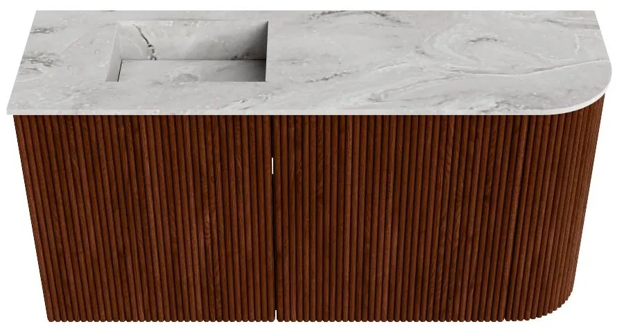 Mondiaz Joya DLux 80cm toiletmeubel ronding rechts ruby met wastafel faye links zonder kraangat glace