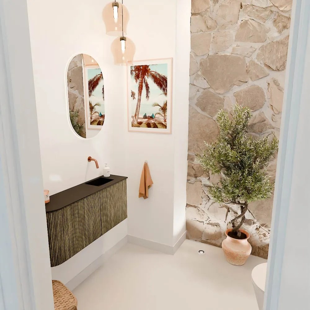 Mondiaz Joya 90cm toiletmeubel ronding links dusk met wastafel faye rechts zonder kraangat urban