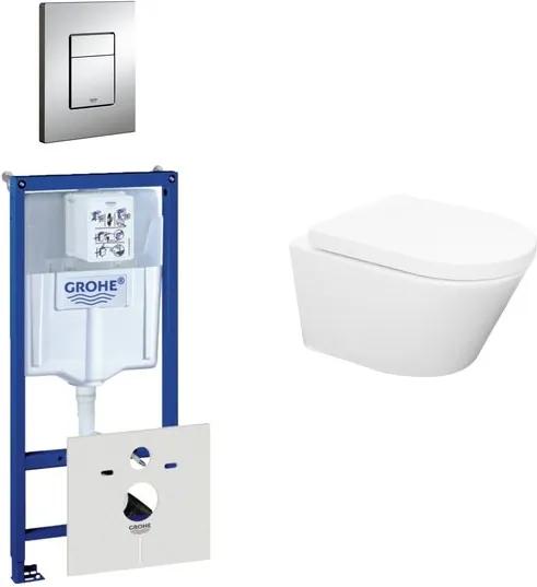 Wiesbaden Vesta Rimfree toiletset bestaande uit inbouwreservoir, toiletpot met softclose toiletzitting en bedieningsplaat chroom 0729205/SW65812/0720001