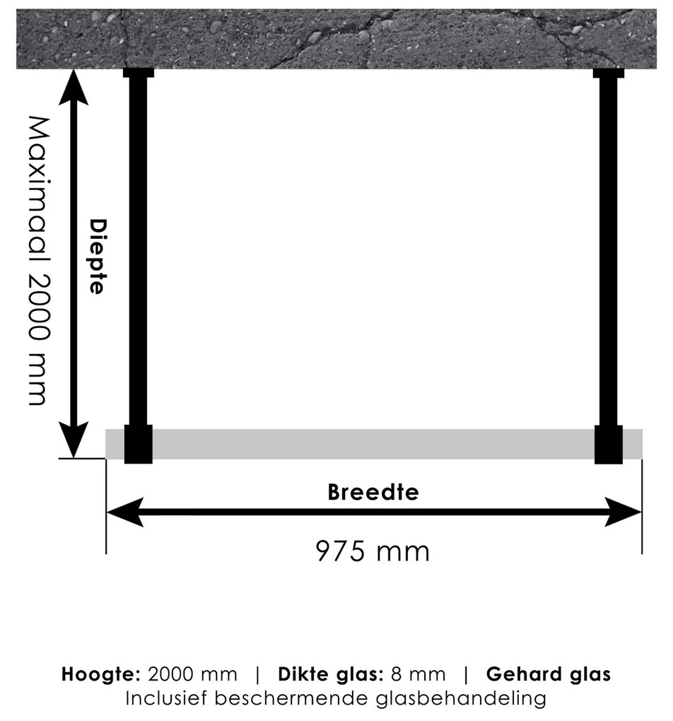 Brauer JC profielloze doorloopdouche 100cm goud geborsteld