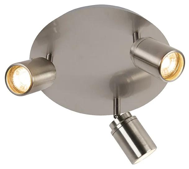 Moderne badkamer Spot / Opbouwspot / Plafondspot staal 3-lichts IP44 - Ducha Modern GU10 IP44 rond Lamp