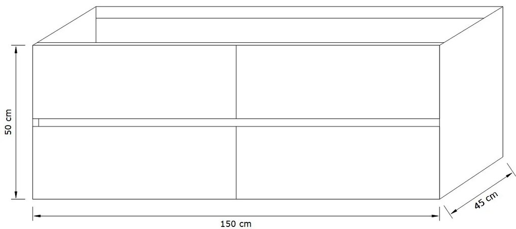 Zaro Valencia Solid Surface badmeubel 150cm mat wit zonder kraangat spoelbak rechts 4 lades