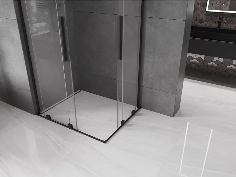 Mexen Velar L Duo schuifdouchecabine 100 x 90 cm, transparant, zwart - 871-100-090-02-03-70