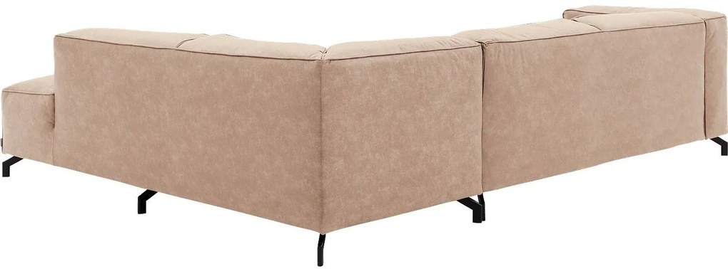 Goossens Bank Calvin beige, micro leer, 3-zits, modern design met ligelement rechts
