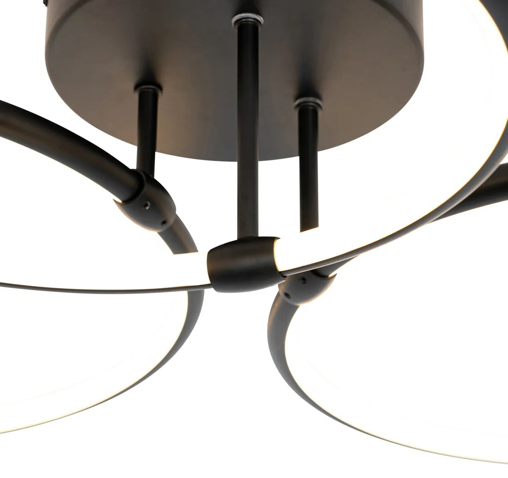 Design plafondlamp zwart incl. LED 3-staps dimbaar 3-lichts - Joaniqa Modern rond Binnenverlichting Lamp