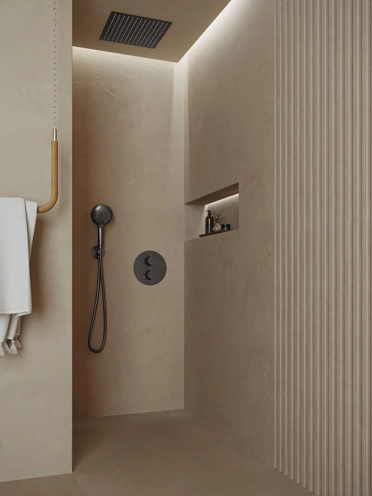 Saniclear Cube inbouw regendouche rond met inbouw douchekop 30x30cm en 2 standen handdouche verouderd ijzer - gunmetal
